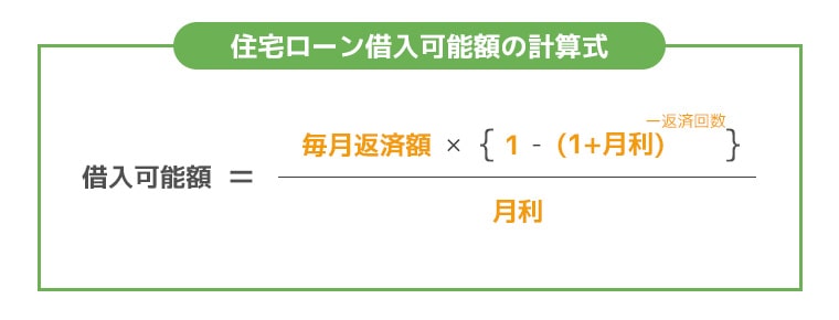 住宅ローン借入可能額の計算式